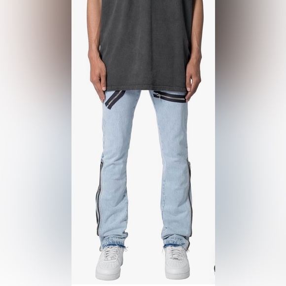 mnml Men's M510 Slim Denim Light Blue Jeans with Zipper Accents Size 32 NEW